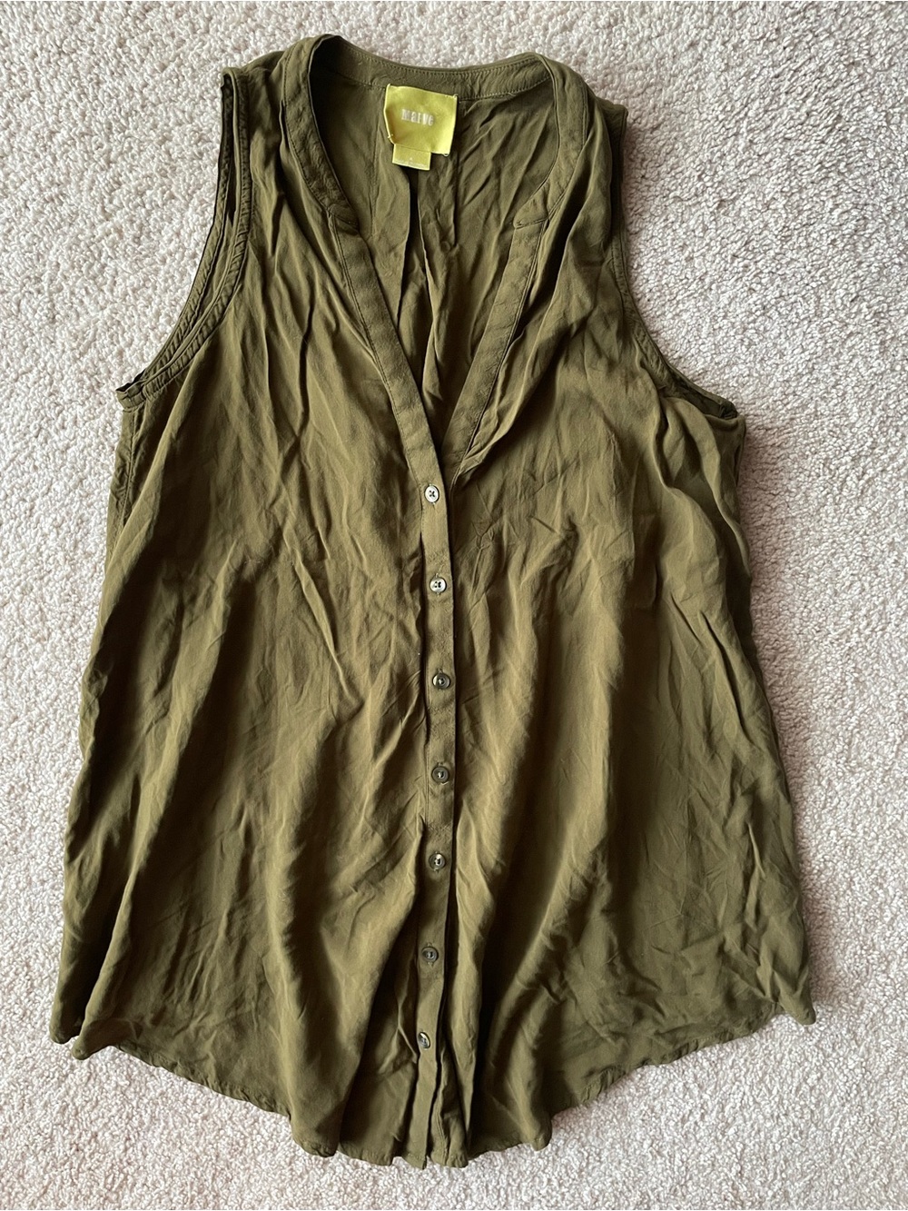 Maeve Anthropology Sleeveless Olive Button-Front Women's Top Size 8 Summer
